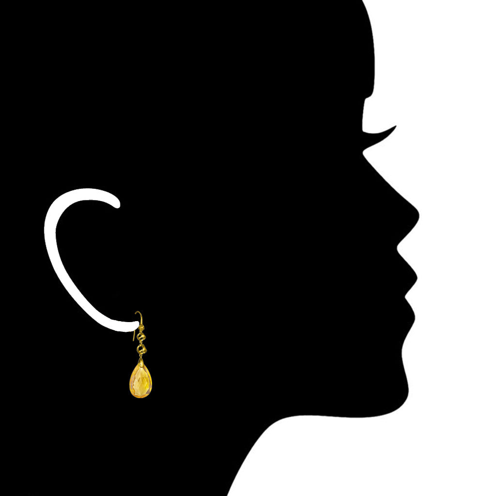 Icona Golden Quartz Drop Earrings in Sterling Silver plated with 18k Yellow Gold