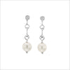 Icona Pearl & Diamond Dangle Earrings in Sterling Silver