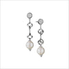 Icona Pearl & Diamond Dangle Earrings in Sterling Silver