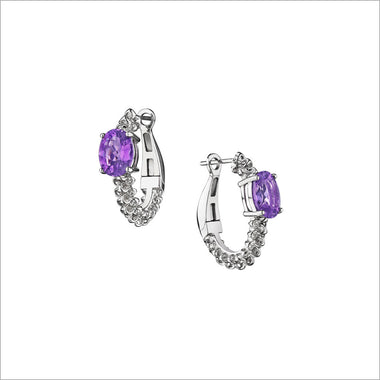 Icona Eternity Amethyst Earrings in sterling silver plated with rhodium