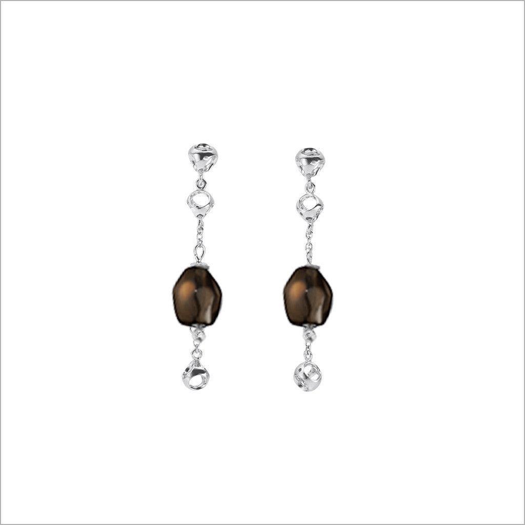 Icona Smoky Quartz Dangle Earrings in Sterling Silver