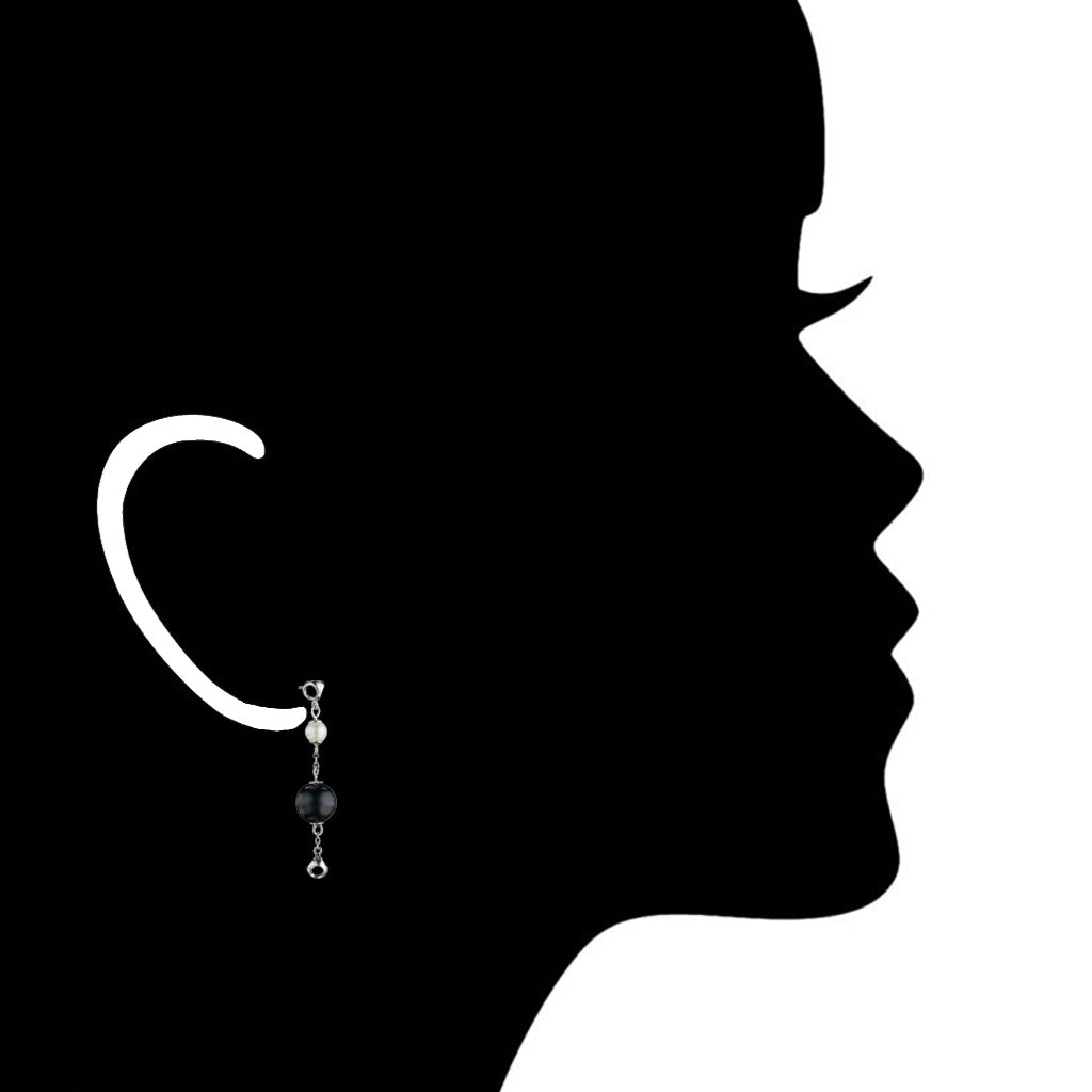 Icona Tigers Eye & Pearl Dangle Earrings in Sterling Silver