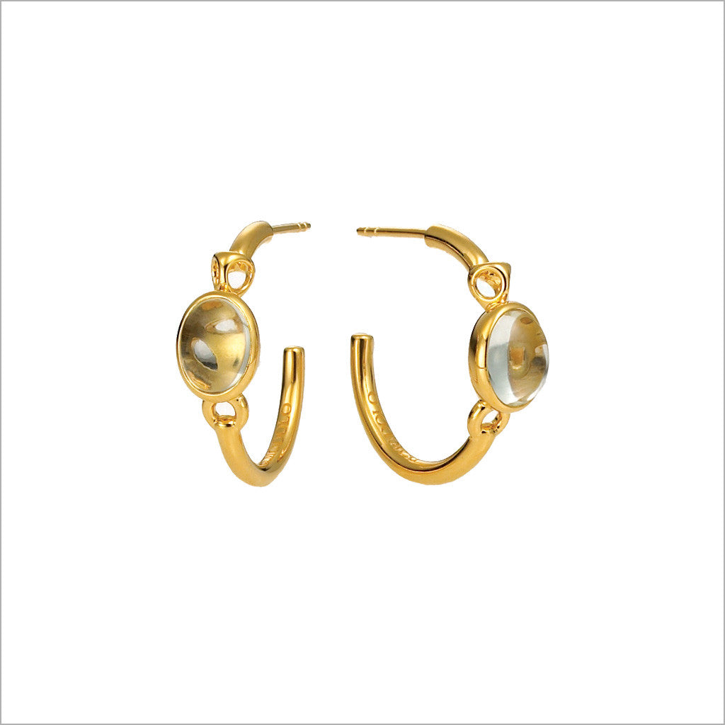 Lolita Green Amethyst Hoop Earrings in Sterling Silver plated with 18k Yellow Gold