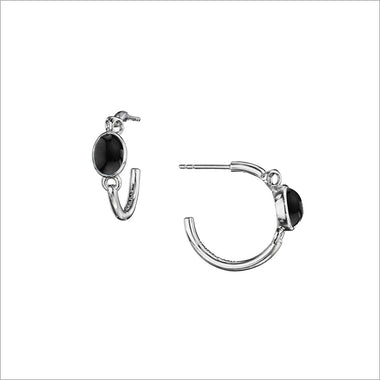 Lolita Black Onyx Hoop Earrings in Sterling Silver - E242-S1-OX