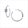 Lolita Amethyst & Diamond Hoop Earrings in Sterling Silver
