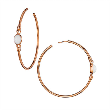 Lolita White Agate Hoop Earrings in Sterling Silver plated with 18k Rose Gold
