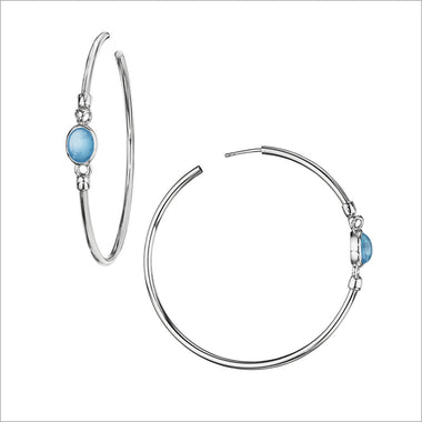 Lolita Blue Topaz Hoop Earrings in Sterling Silver