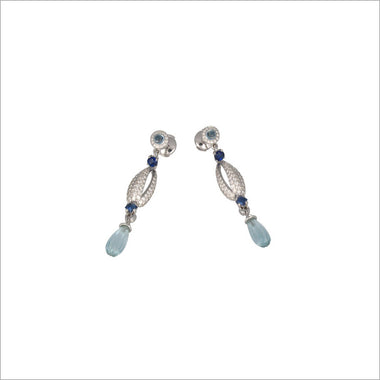 Triadra 18K Gold & Blue Aquamarine Earrings with Diamonds