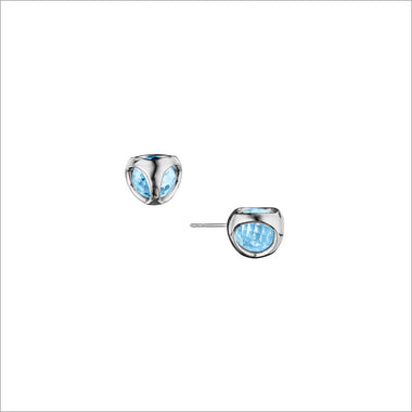 Icona Blue Topaz Stud Earrings in sterling silver plated with rhodium