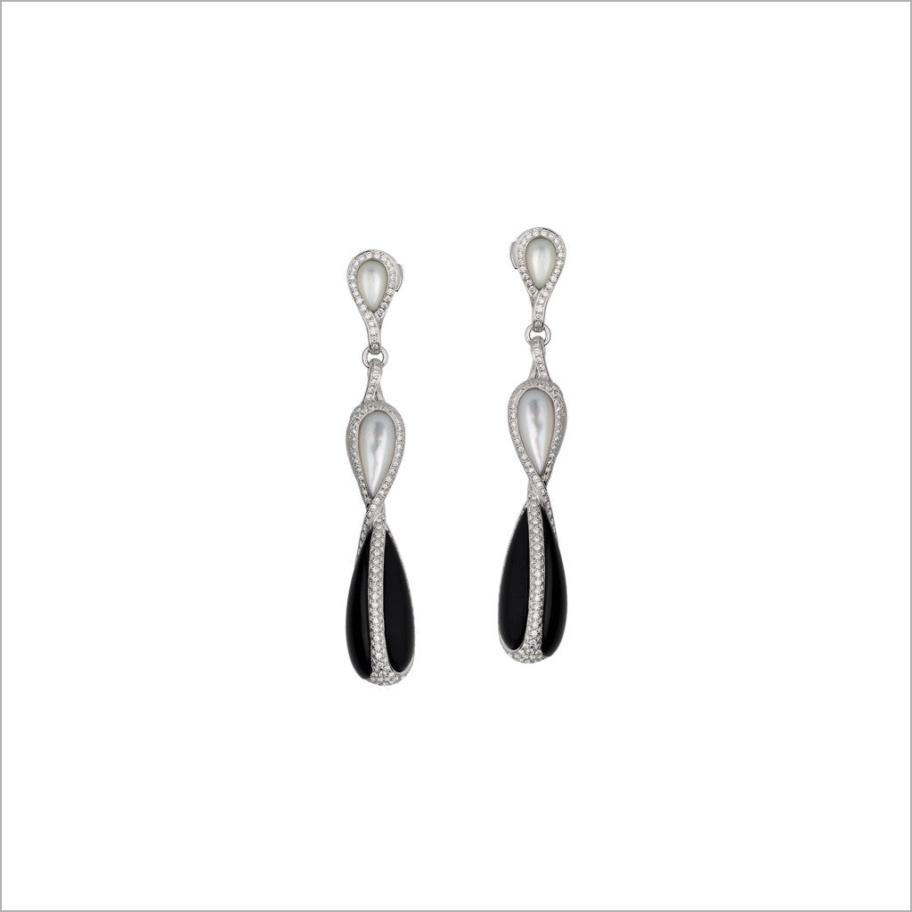Triadra 18K Gold Earrings with Black Onyx & Mother of Pearl