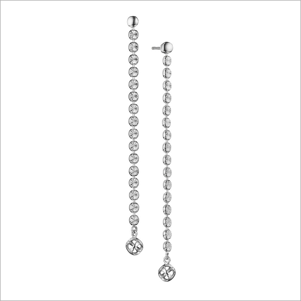 Diamanté Sterling Silver Long Dangle Earrings