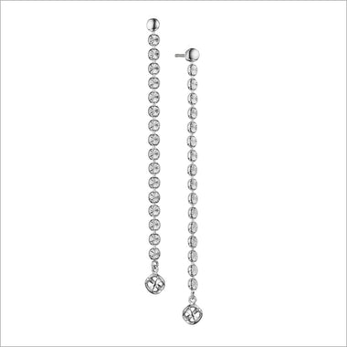 Diamanté Sterling Silver Long Dangle Earrings