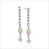 Diamanté Pearl Dangle Earrings in Sterling Silver
