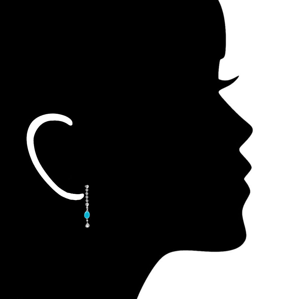 Diamanté Turquoise Dangle Earrings in Sterling Silver