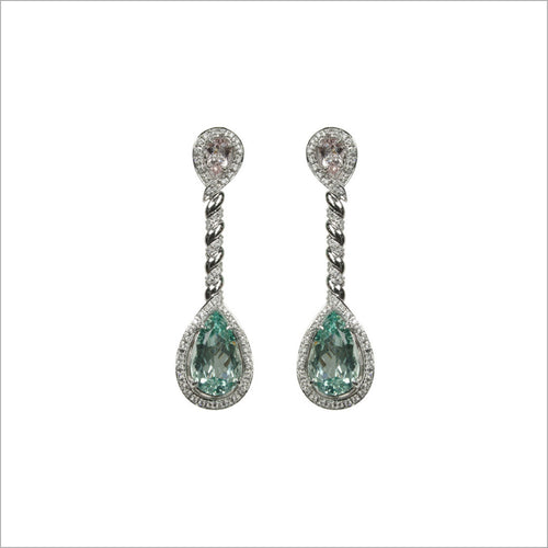 Couture 18K Gold Earrings with Morganite & Green Beryl with Diamonds