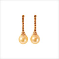 Couture 18K Gold & Golden Pearl Earrings with Golden Diamonds