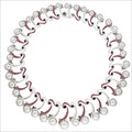 Couture 18K White Gold Necklace with Pearl, Ruby & Diamonds