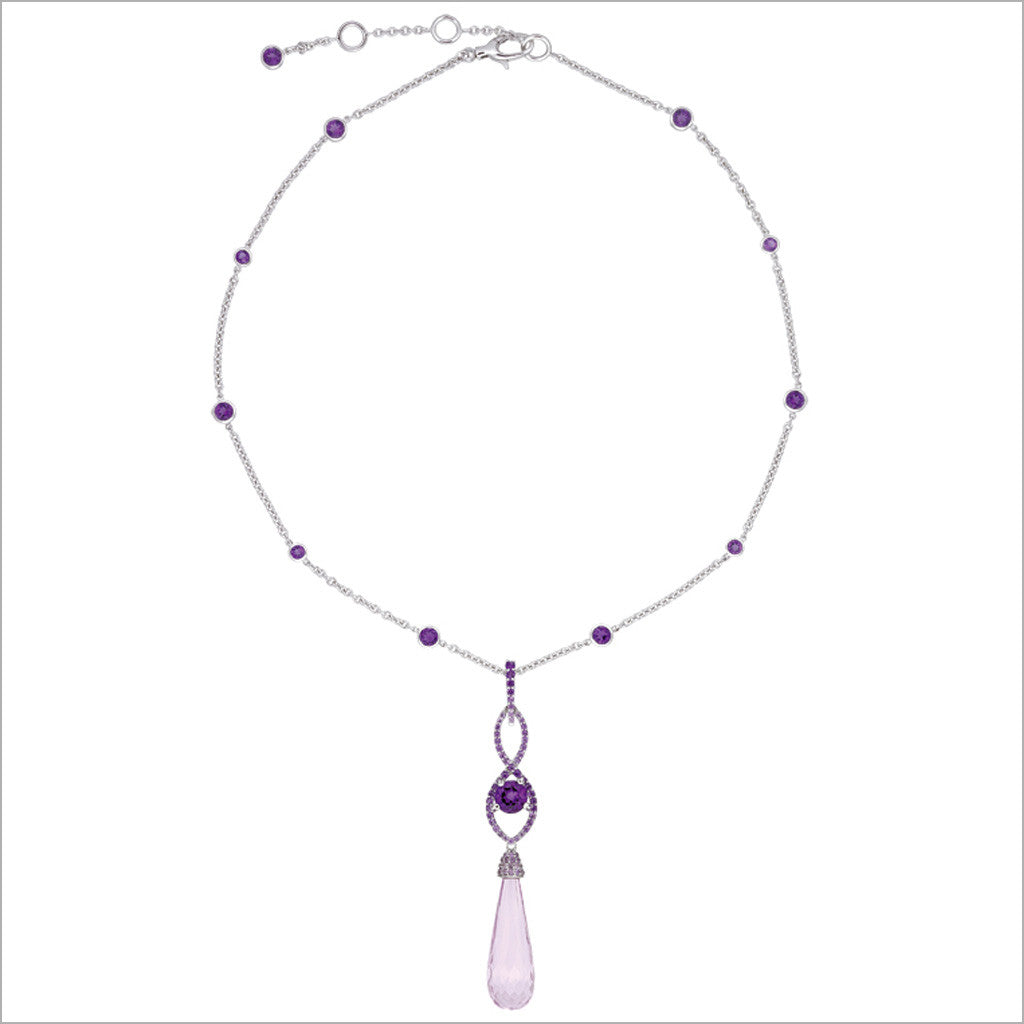Couture 18K White Gold Necklace with Amethyst & Kunzite