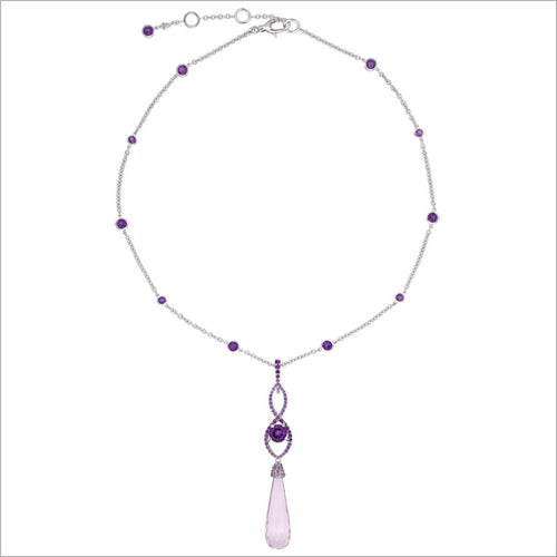 Couture 18K White Gold Necklace with Amethyst & Kunzite
