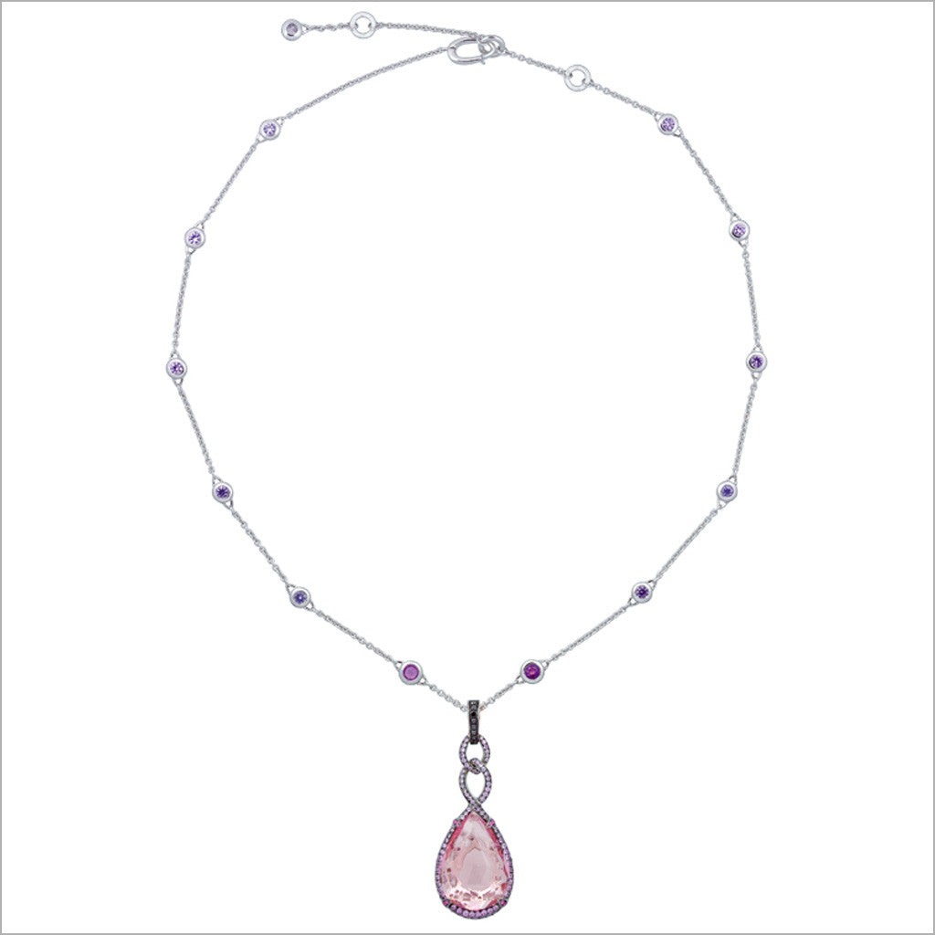 Couture 18K Gold Necklace with Morganite & Pink Sapphire