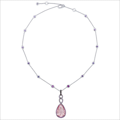 Couture 18K Gold Necklace with Morganite & Pink Sapphire
