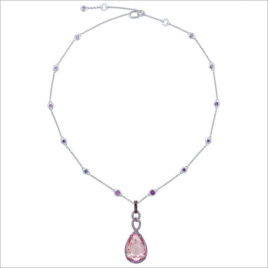 Couture 18K Gold Necklace with Morganite & Pink Sapphire