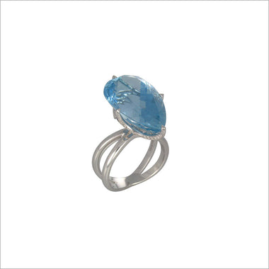 Couture 18K White Gold & Aquamarine Ring with Diamonds
