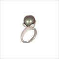 Couture 18K White Gold & Tahitian Pearl Ring with Diamonds