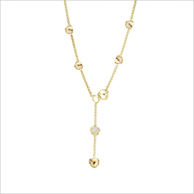 Icona Pearl & Rock Crystal Lariat in Sterling Silver plated with 18k Yellow Gold