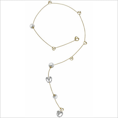 Triadra 18K Yellow Gold & Pearl Lariat Necklace with Diamonds