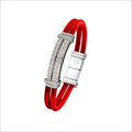 Men's Falco 18K White Gold & Red Rubber Bracelet with Diamonds