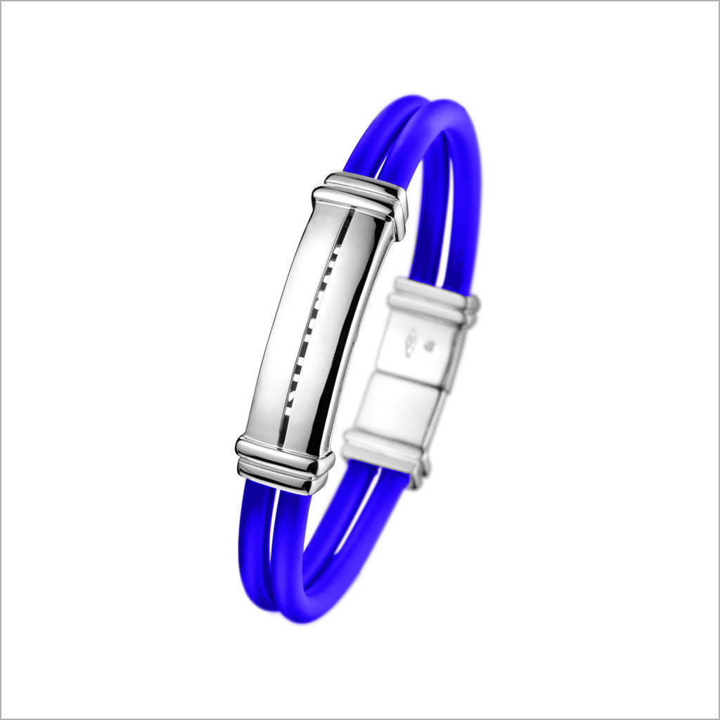 Men's Falco 18K Gold & Blue Rubber Bracelet - MB1-1W-BLU