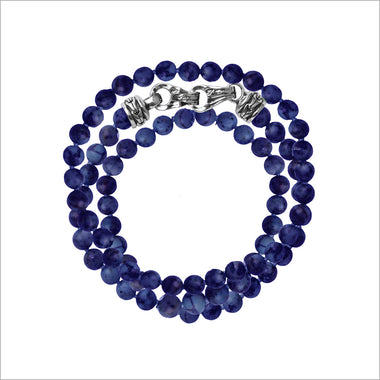 Men's Centauro Blue Lapis Triple Wrap 6mm Bead Bracelet