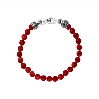 Men's Centauro Bamboo Coral Bead Bracelet with Sterling Silver Clasp