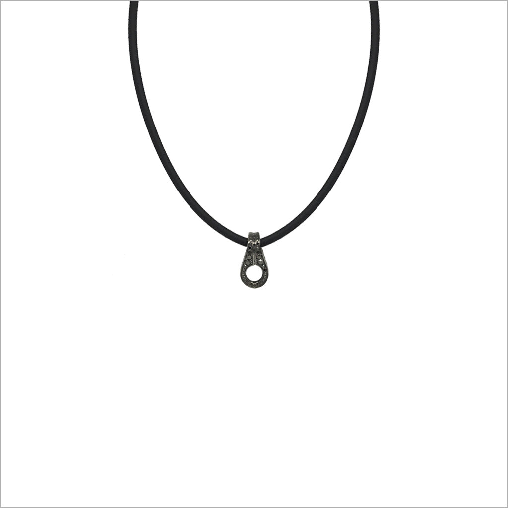Men's Centauro Black Leather and Diamond Pendant