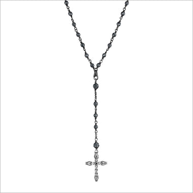 Men's Centauro Black Lava & Sterling Silver Rosary