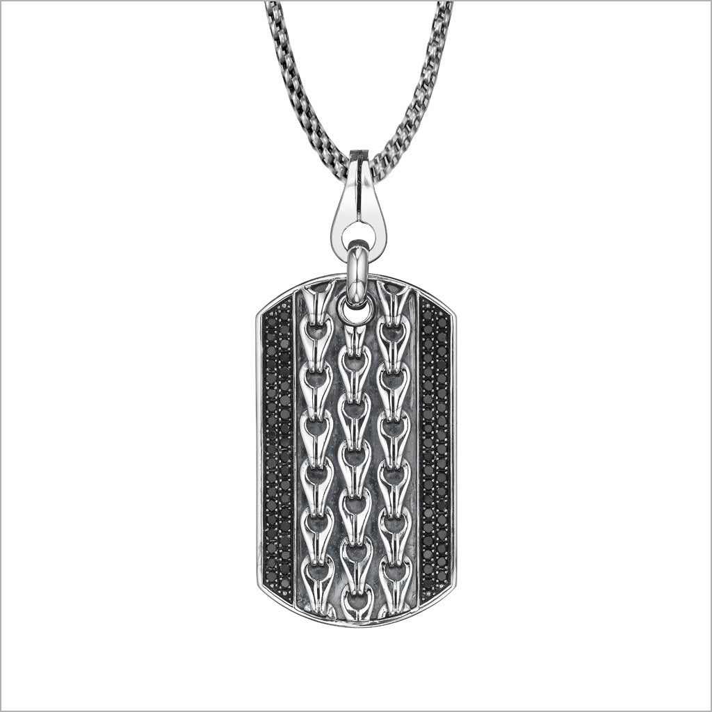 Men's Centauro Sterling Silver & Black Diamond Pendant
