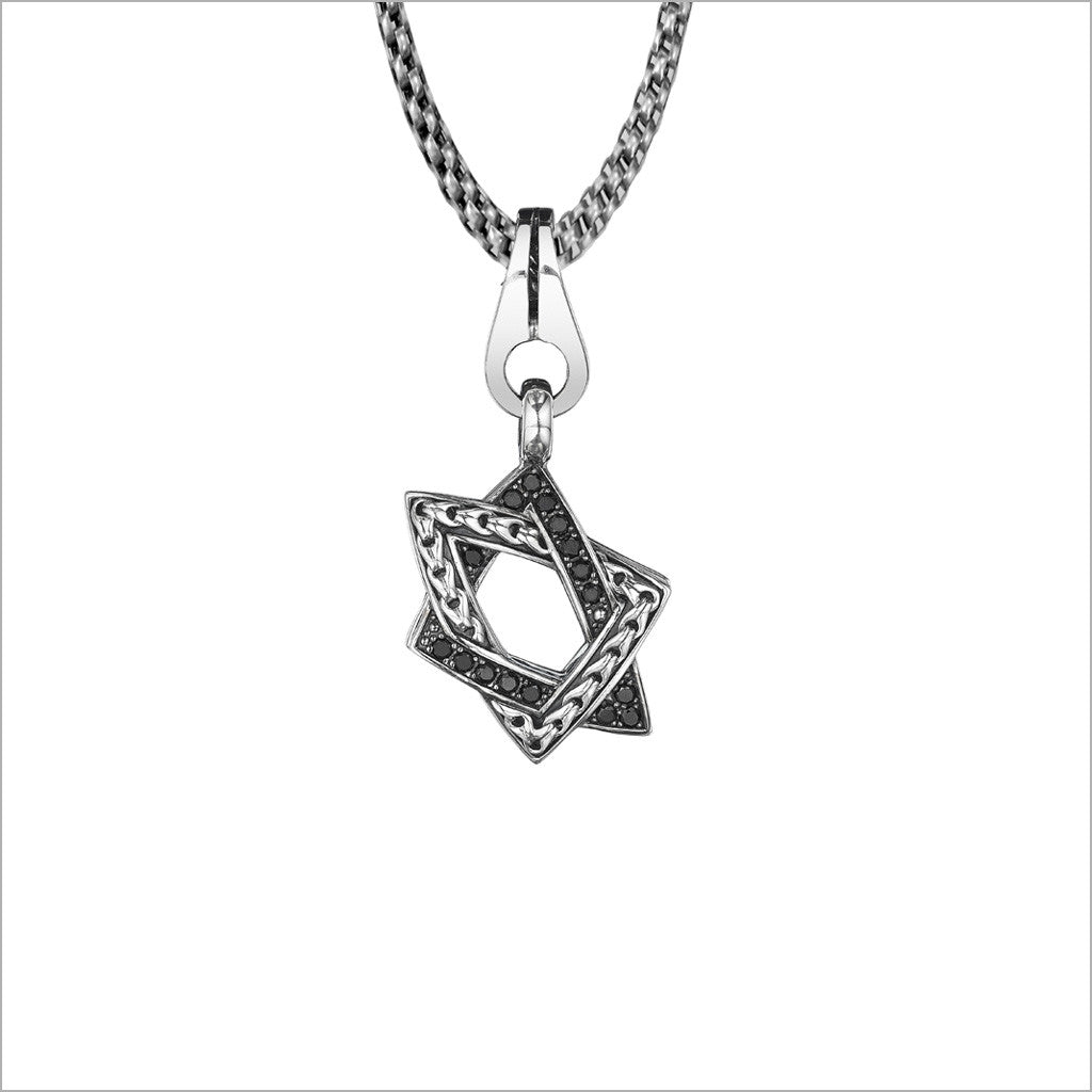 Men's Centauro Small Star of David Diamond Pendant in Sterling Silver