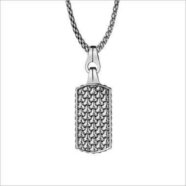 Men's Centauro Large Double-Sided Pendant in Sterling Silver with Black Enamel