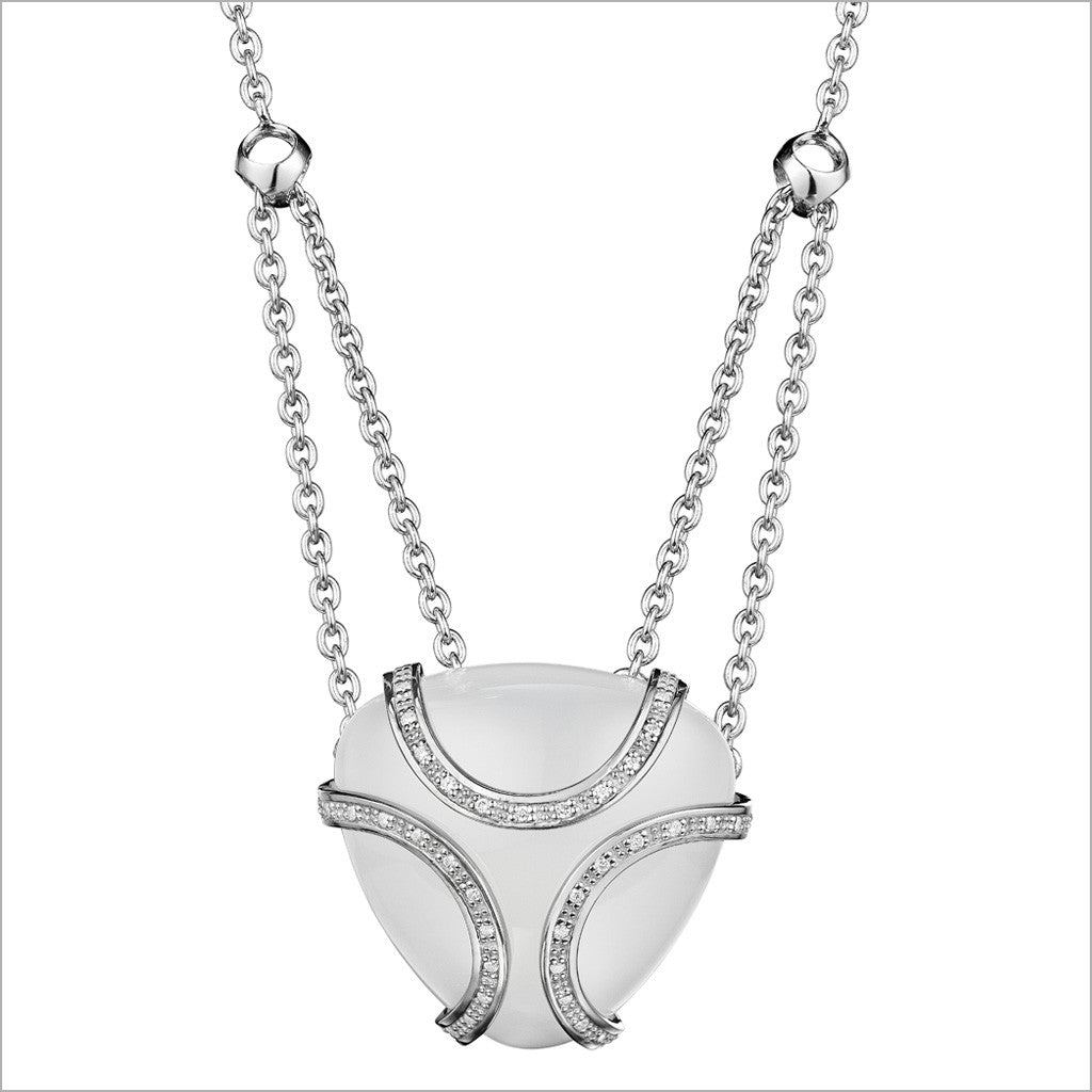 Spirit White Onyx & Diamond Necklace in Sterling Silver