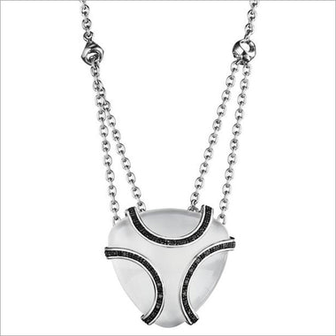 Spirit White Onyx & Diamond Necklace in Sterling Silver plated with Black Rhodium