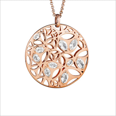 Medallion Rock Crystal Large Pendant in Sterling Silver plated in 18k Rose Gold