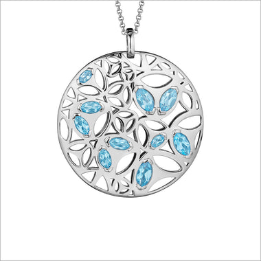 Medallion Blue Topaz Large Pendant in Sterling Silver