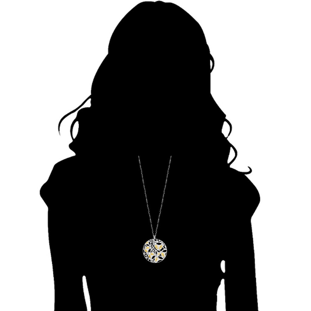 Medallion Golden Quartz Large Pendant in Sterling Silver