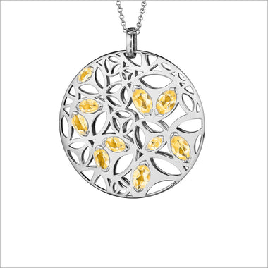 Medallion Golden Quartz Large Pendant in Sterling Silver