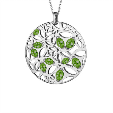 Medallion Green Quartz Large Pendant in Sterling Silver