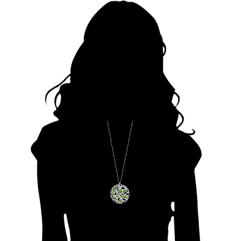 Medallion Green Quartz Large Pendant in Sterling Silver