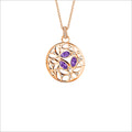 Medallion Amethyst Diamond Small Pendant in Sterling Silver plated in 18k Rose Gold