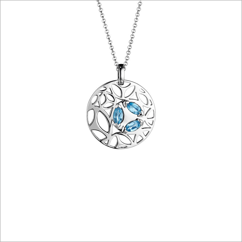 Medallion Blue Topaz Small Pendant in Sterling Silver