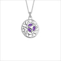 Medallion Amethyst & Diamond Small Pendant in Sterling Silver